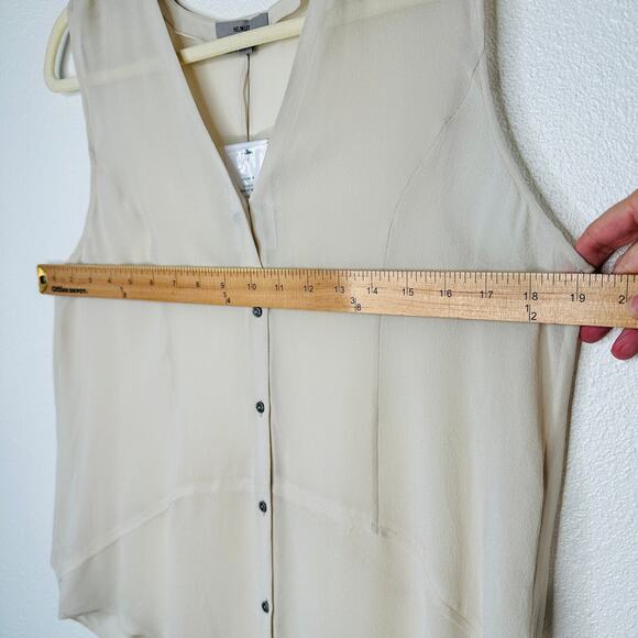 NWT Helmut Ghost 100% Sheer Silk in Salt V-Neck Sleeveless Blouse L - Picture 12 of 12